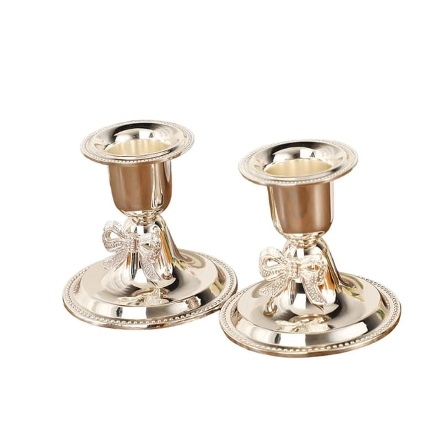 Candelabros para centro de mesa Strade Fareast Limited 2 piezas Plata con lazo
