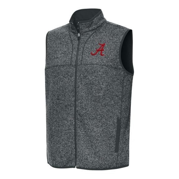 Men's Antigua Heather Gray Alabama Crimson Tide Fortune Full-Zip Vest