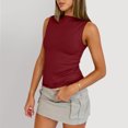 thumbnail image 6 of Women's Basic Tank Top Crew Neck Sleeveless Camisole Shirts Wine L, 6 of 6