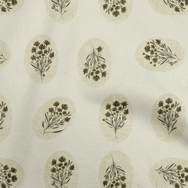 oneOone Rayon Cream Fabric Block Craft Projects Decor Fabric Printed By The Yard 56 Inch Wide