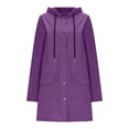 thumbnail image 5 of DHFJKG Rain Jacket Women Hooded Long Raincoat Button Down Trench Coat With Pockets Windbreaker Outdoor Casual Soft Outerwear, 5 of 5