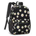 thumbnail image 2 of Daisy Pioneer Flower Black Pattern 17" School Backpacks for Teens,Waterproof Oxford Fabric,S-Shape Padded Straps for School,Travel,Hiking,Camping, 2 of 6