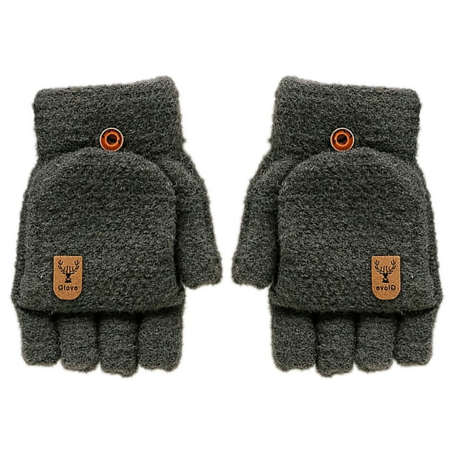 Gants d'Hiver pour Hommes Mignons Chauds Gants Sans Doigts avec Couvre-Mitaines