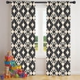 thumbnail image 5 of Blackout Kids Curtains,Black Beige Checkerboard Checkered Pattern Childrens Insulated Curtains Set Of 2,Bedroom Essentials,Toddler Room Decor 42"x84", 5 of 5