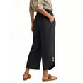 thumbnail image 6 of Lumtrix Capris Pants For Women Spring Summer Dressy Casual Loose Drawstring Elastic High Waist Lounge Cropped Trousers Black 2XL, 6 of 6