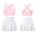 thumbnail image 3 of TSSOE Kids Girls 2 Piece Summer Outfits Crop Tank Tops with A-Line Skirts Set Tennis Golf Sports Suit Pink&White 4, 3 of 6
