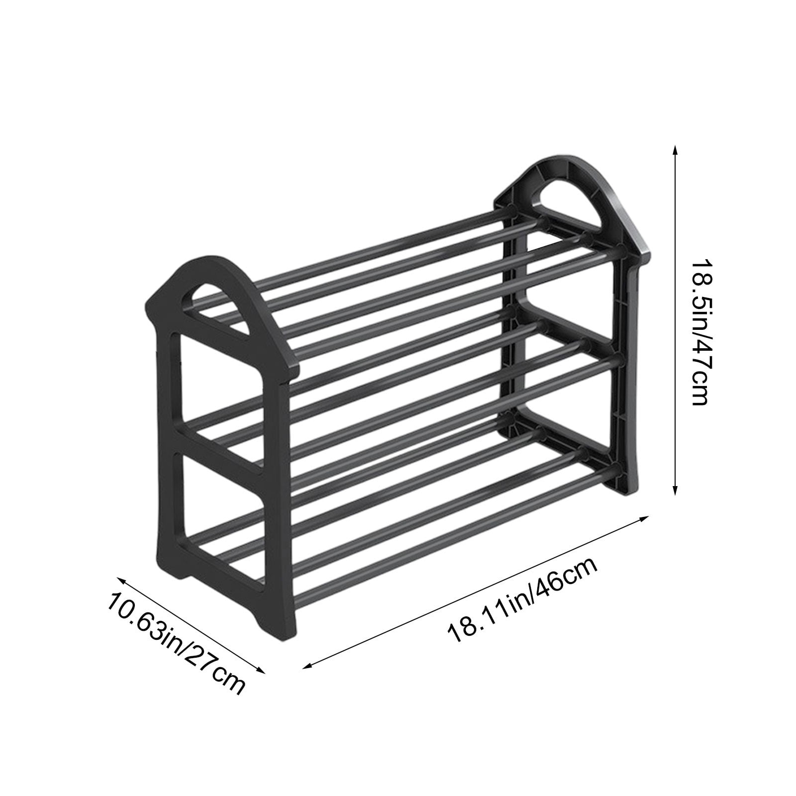 Merryso 3 Tier Plastic Shoe Rack, Black Shoe Organizer for Entryway, Closet & Bedroom, Easy Install Small Shoe Storage with Slatted Ventilated Design, Space Saving Shoe Holder