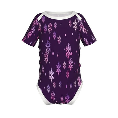 

Yiaed Purple Snow Flakes Print Infant Climbing Short Sleeve Onesie One-Piece Baby Bodysuit Clothes 0-12 Months -18 Months