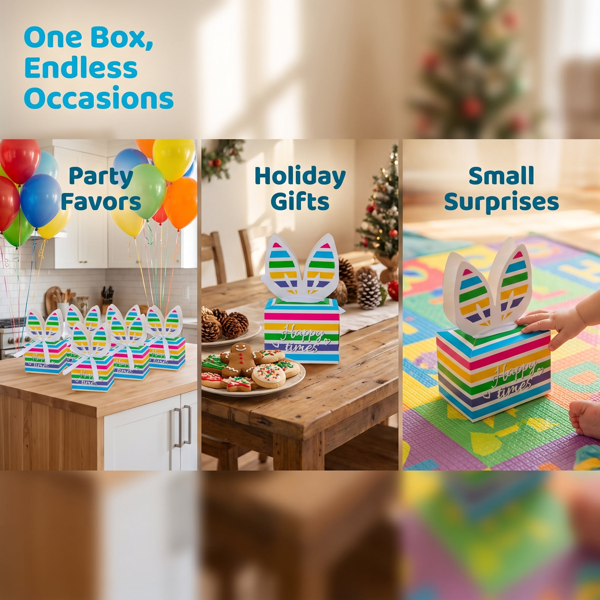 Unique Bargains 10Pcs Flat Packed Bunny Shaped Gift Boxes Multicolor 3.1"x2.2"x2.4"