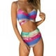 thumbnail image 1 of Trajes de baño de dos piezas con estampado floral y cintura alta entrecruzados para mujer, 1 of 6