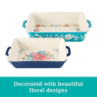 The Pioneer Woman Keepsake Floral 2-Piece Ceramic Nesting Baker Set