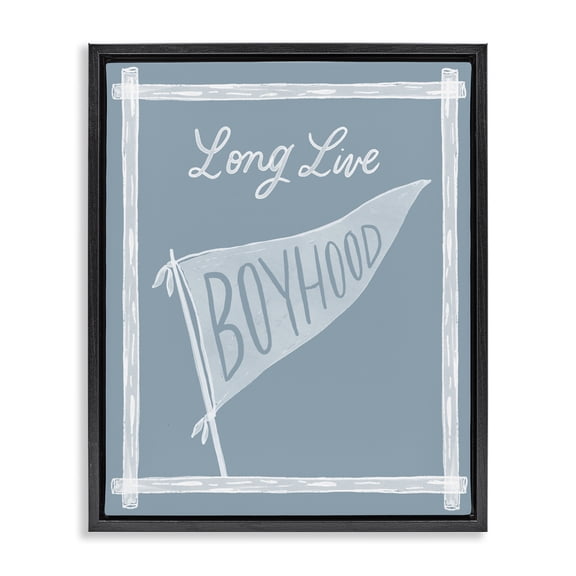 Stupell Industries Modern Long Live Boyhood with Border Black Floating Frame Canvas Art, 17 x 21, by Cherrywood Lane