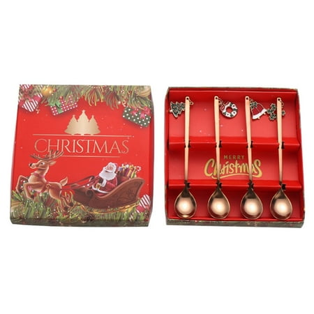 

SIEYIO Set of 4 Christmas Series Kitchen Coffee Spoons Stainless Steel Dessert Spoons