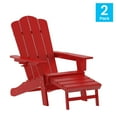 thumbnail image 2 of Flash Furniture HDPE Adirondack Chair with Cup Holder and Pull Out Ottoman, All-Weather HDPE Indoor/Outdoor Lounge Chair in Red, Set of 2, 2 of 9