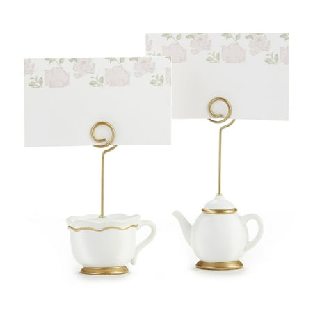 Kate Aspen, Place CORNET Card Holders, Tea Time Whimsy, Teapot and Teacup, Place Cards Included, Set of 6,Pink