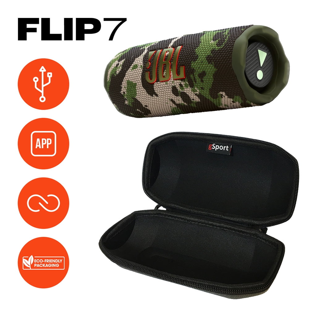 JBL FLIP 7 Waterproof Portable Speaker Bundle with gSport Carbon