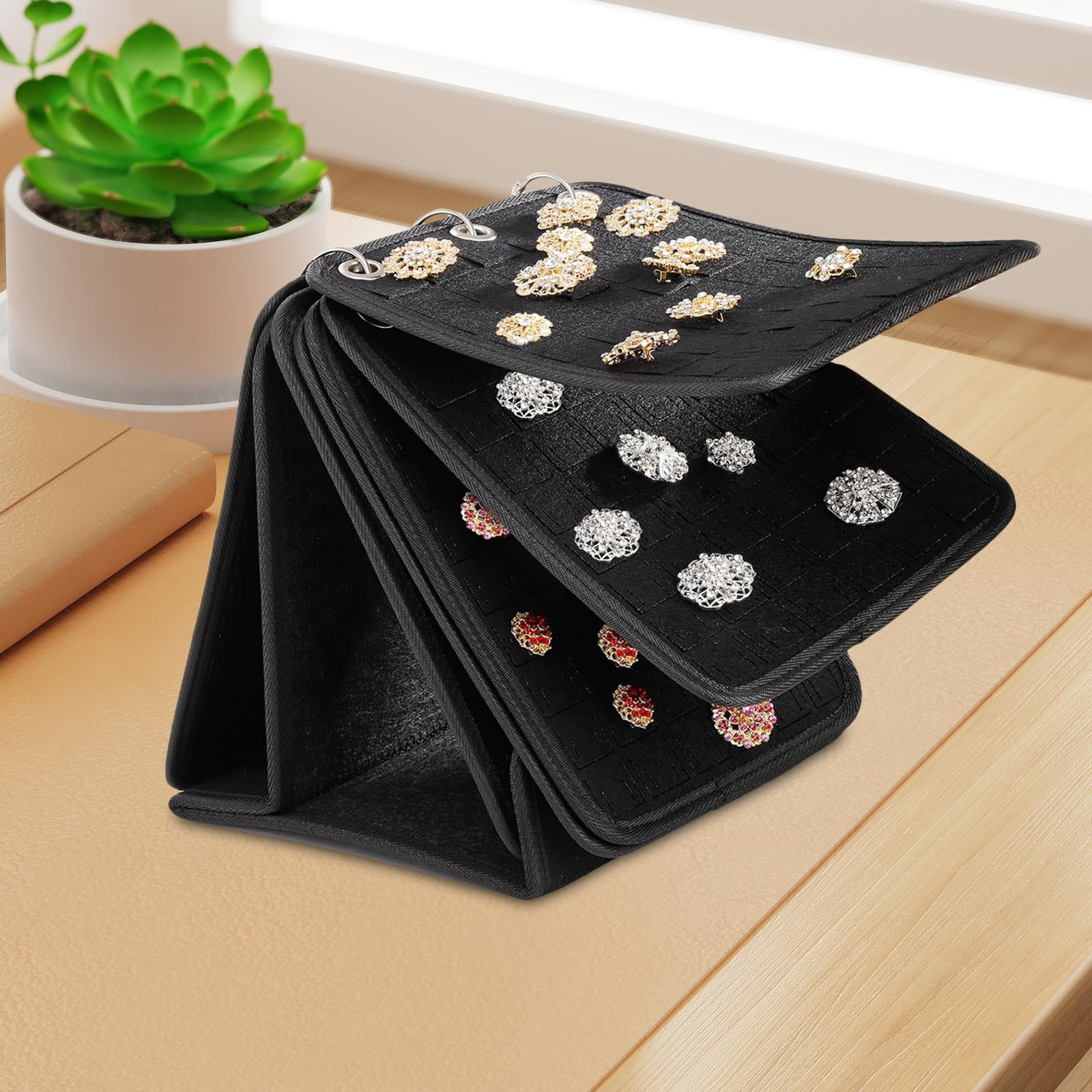 Sharplace Lapel Pin Holder, Lapel Pin Collection, Storage Calendar Stand with 5 Pages, Brooch Pin Organizer for Table Jewelry Accessories Black