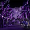 thumbnail image 4 of LINLIN Solar Meteor String Lights, 50cm 8 Tubes Falling Rain Lights Solar Garden String Lights with 8 Mode for Garden with Remote, 4 of 8