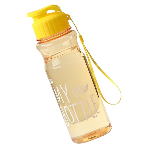 Sports Water Bottle,Durable Water Bottle,Leakproof Wide Mouth Bottle,Water Bottle With Wrist Strap,BPA Free,Portable Sports Water Bottle,Drinking Cup with Handle for Camping Gym(Yellow)