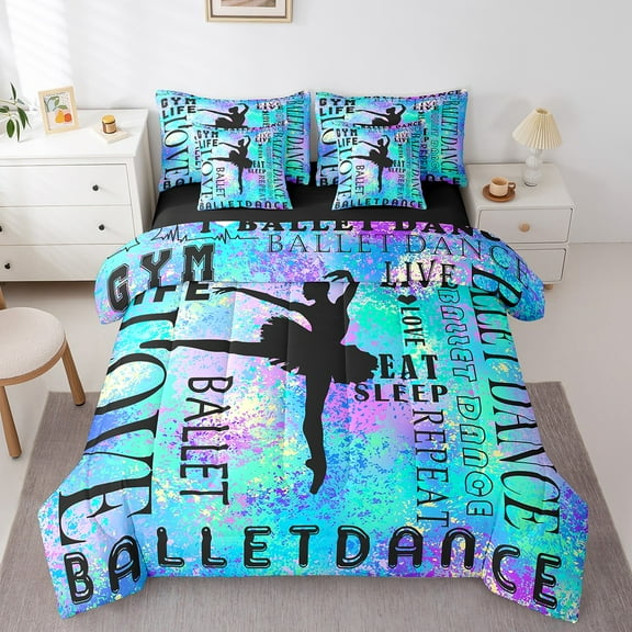 Erosebridal Ballet Princess Bedding Twin Size, Dance Lover Bedding Sets Twin Size, Modern Sport Reversible Comforter Sets with Sheets, Super Cozy Bedroom Decorative, 7pcs