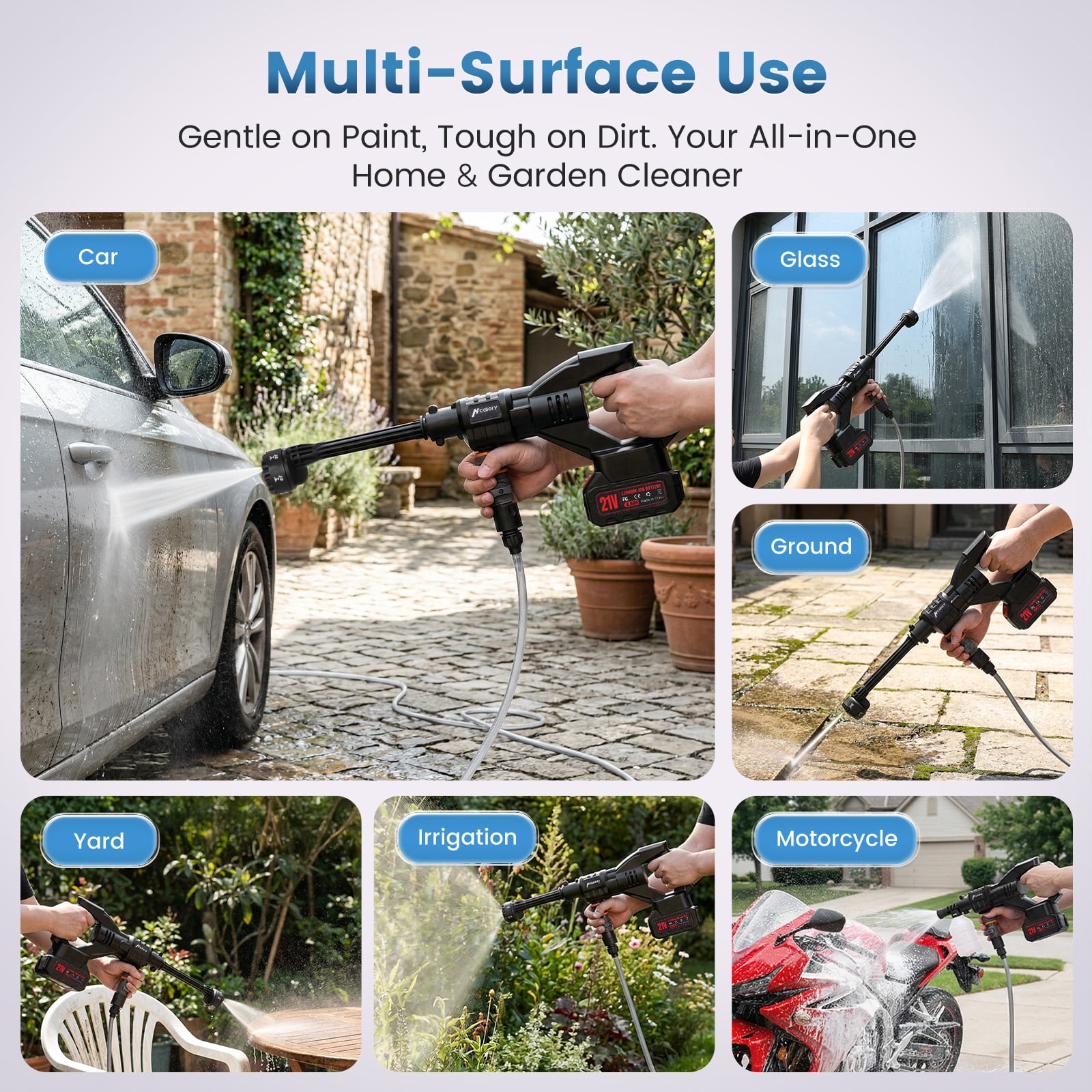 Audew (Andeman) 1000 PSI Cordless Pressure Washer - 6-in-1 Multipurpose Cleaner with 2x4Ah Batteries