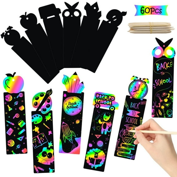 Haooryx Welcome Back to School Scratch Bookmark for Boys Girls 60Pcs