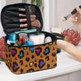 thumbnail image 5 of HELLHERO Brush Slots Makeup Bag Travel Toiletry Bag Polyester Double Zip Travel Cosmetic Makeup Bag, Colorful Leopard Print, 5 of 6