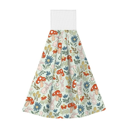 

Zufioo Garden Of Little Bunnies Print Coral Fleece Velcro Hand Towel Hangable Absorbent Hand Towel Suitable for Kitchen Bathroom Household Items