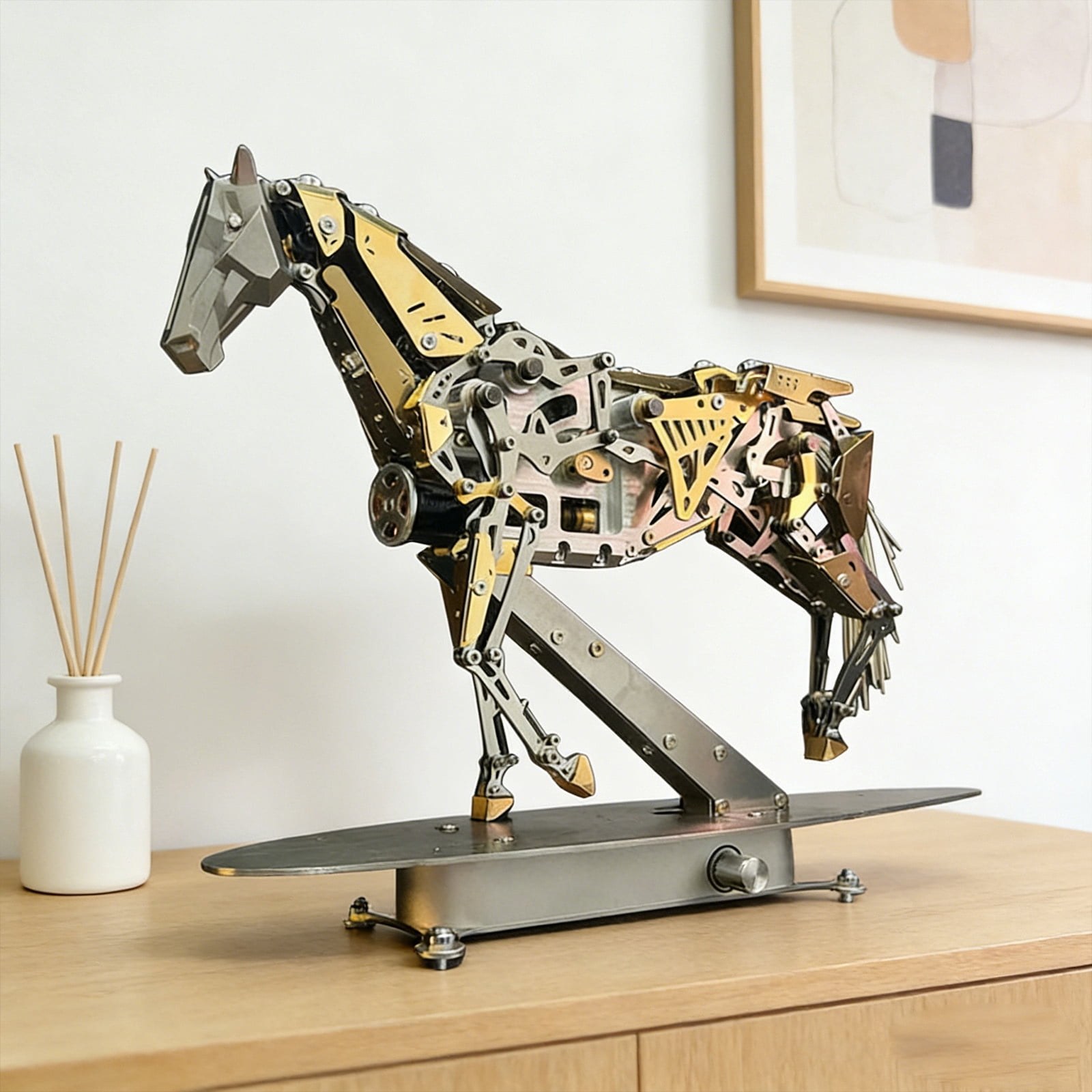 Metal Horse Figurine Home Decoration, Intricate Equestrian Ornament for Living Room Desk Office Decor, Sophisticated Collectible Gift for Horse Lovers, Anniversary Birthday Display Accent