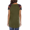 thumbnail image 4 of T-Shirt pour Femmes à Manches Courtes, Col Rond, Haut à Col en T, T-Shirt à Rayures avec Poche, Vert, TTG, 4 of 5