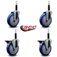 thumbnail image 2 of 5 Inch Blue Poly Wheel Swivel 3/4 Inch Expanding Stem Caster Set 2 Brakes SCC, 2 of 2