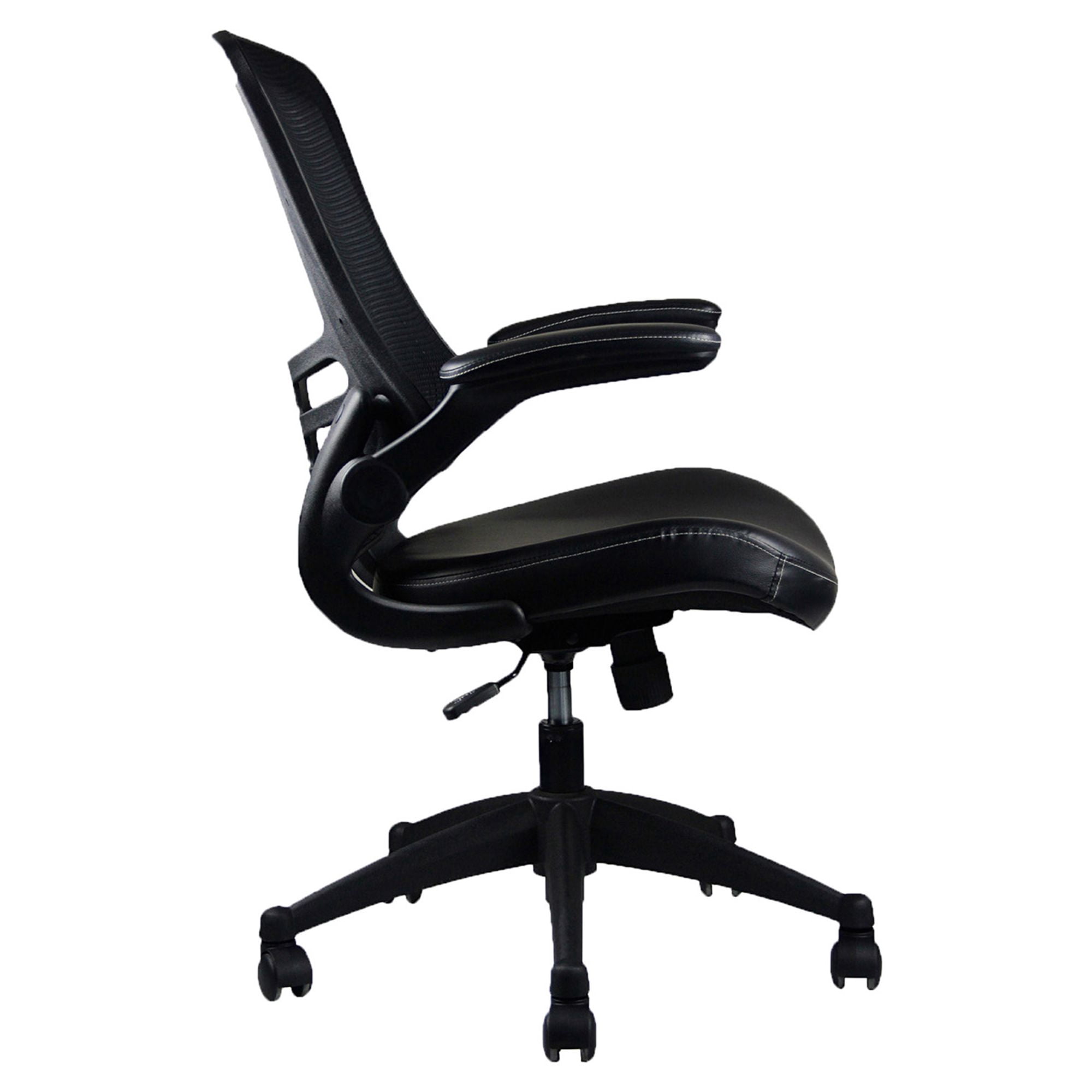 Techni Office Solutions 3' Solid Black Stylish Mid-Back Mesh Office Chair with Adjustable Arms
