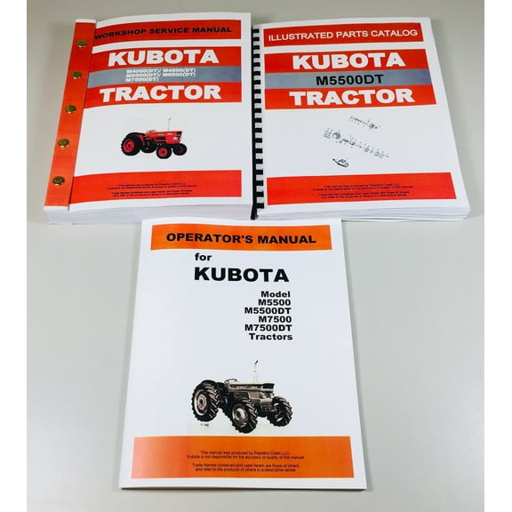 Kubota M5500 Dt Tractor Workshop Service Parts Operators Workshop Manual Set