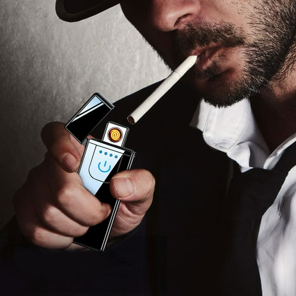 Smart Fingerprint Sensor Lighter Flameless Windproof Lighter Double Side Cigarette Ignition Lighter USB Rechargeable Lighter Best Gift for Your Boyfriend, Family, Your Father