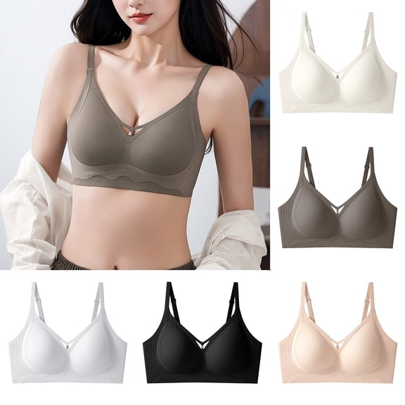 YHAJDS Women Plus Size Bra,Wireless Bra for Women Solid Color No Underwire Backless Seamless Push Up Everyday Bras
