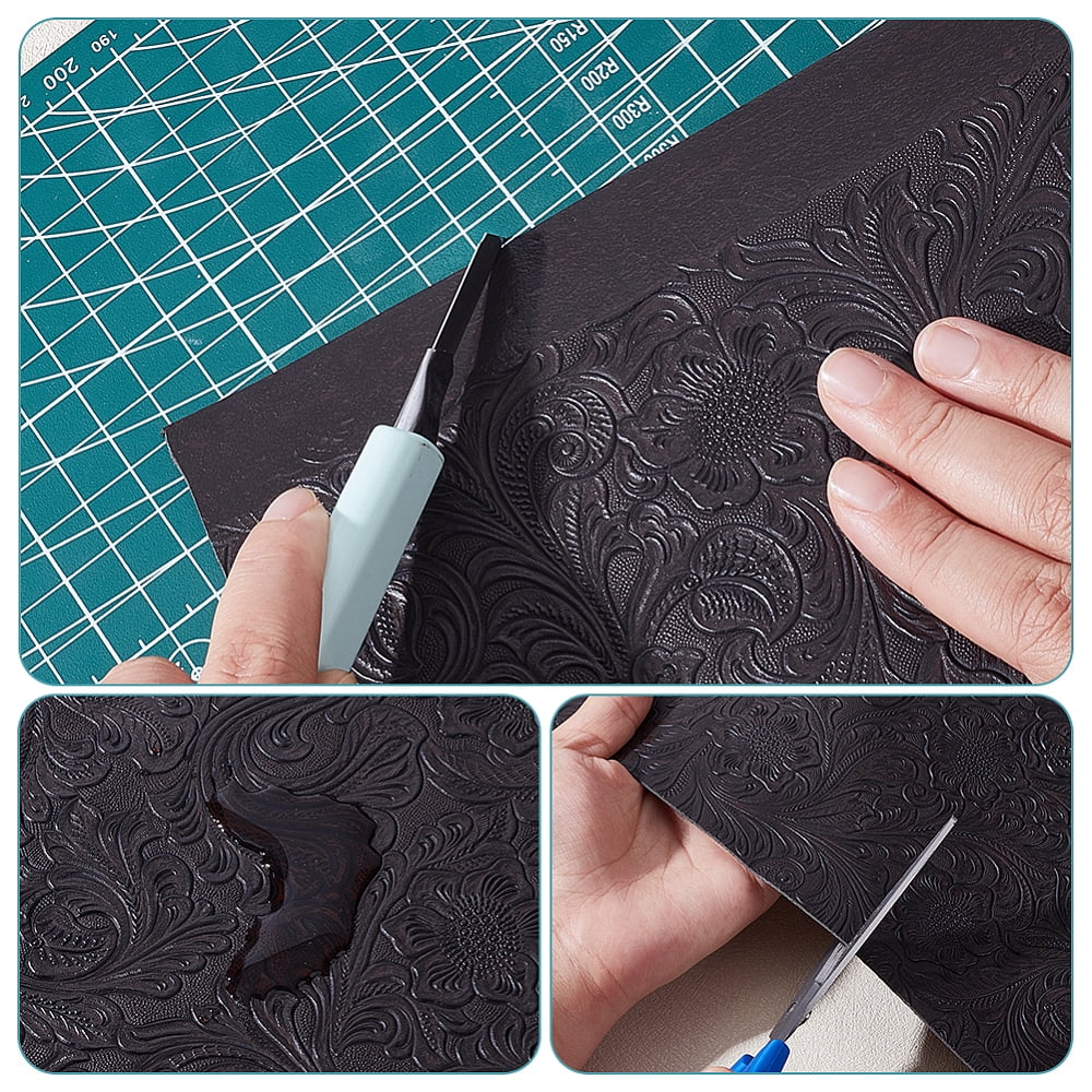 1 Yard Phoenix Pattern PVC Leather Fabric for Crafts Patchwork Decorations Black 1400x1mm