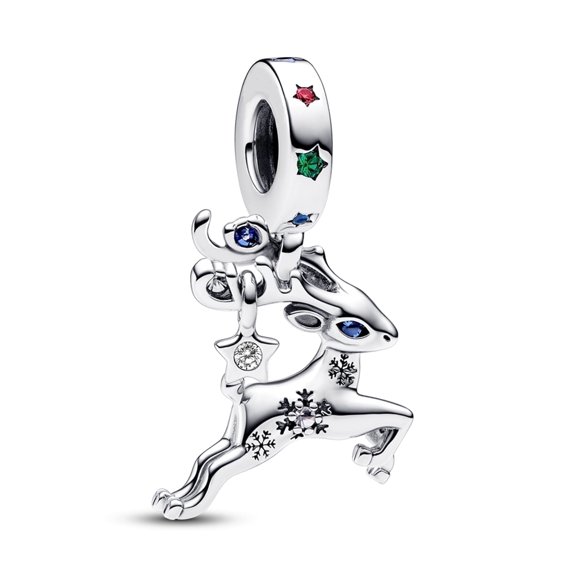 ROSIANNA 925 Sterling Silver Charm for Bracelets Magical Christmas Reindeer Dangle Charm Women Bracelet Charm
