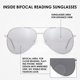 thumbnail image 5 of Paquete de 3 gafas de sol de lectura bifocales tipo aviador UV400 +1.25 unidades de SOPHILY, 5 of 6
