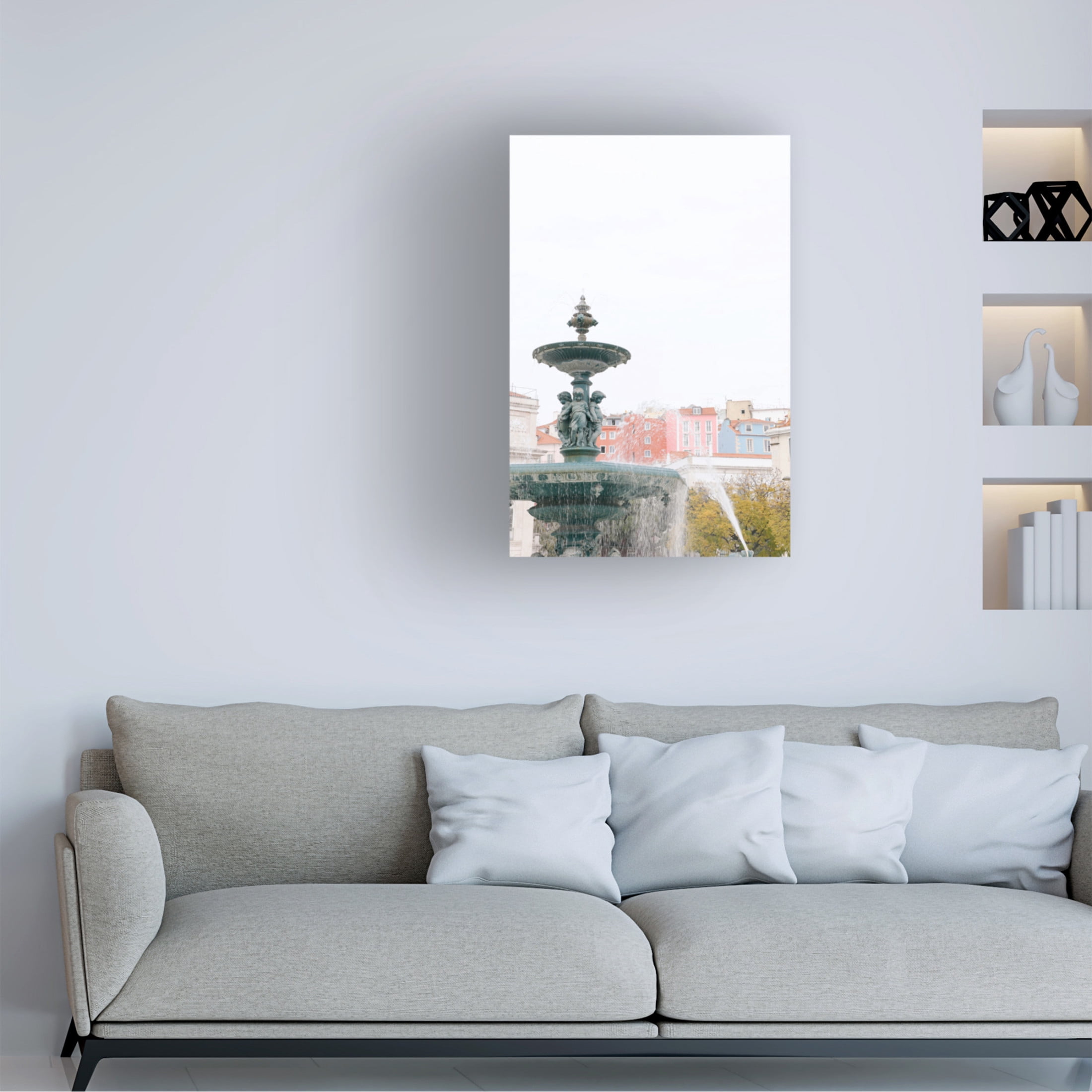 Canvas Wall Art - Carina Okula 'Mermaid Fountain' Wall Art for Living Room, Bedroom, or Office Décor by Trademark Fine Art - 12 x 19 Inches