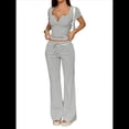 thumbnail image 2 of Conjunto de 2 Piezas A Rayas para Mujer, Camiseta de Corta, Pantalón , Conjunto de Estar por Casa A Juego con Bolsillos. y Negro L, 2 of 10