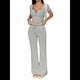 thumbnail image 2 of Conjunto de 2 Piezas A Rayas para Mujer, Camiseta de Corta, Pantalón , Conjunto de Estar por Casa A Juego con Bolsillos. y Negro L, 2 of 10