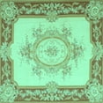 thumbnail image 1 of Ahgly Company Indoor Square Medallion Turquoise Blue French Area Rugs, 6' Square, 1 of 4