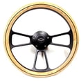 thumbnail image 1 of 1952 Chevy Pick-Up Truck Real Oak Steering Wheel   Black Billet Adapter, 1 of 1