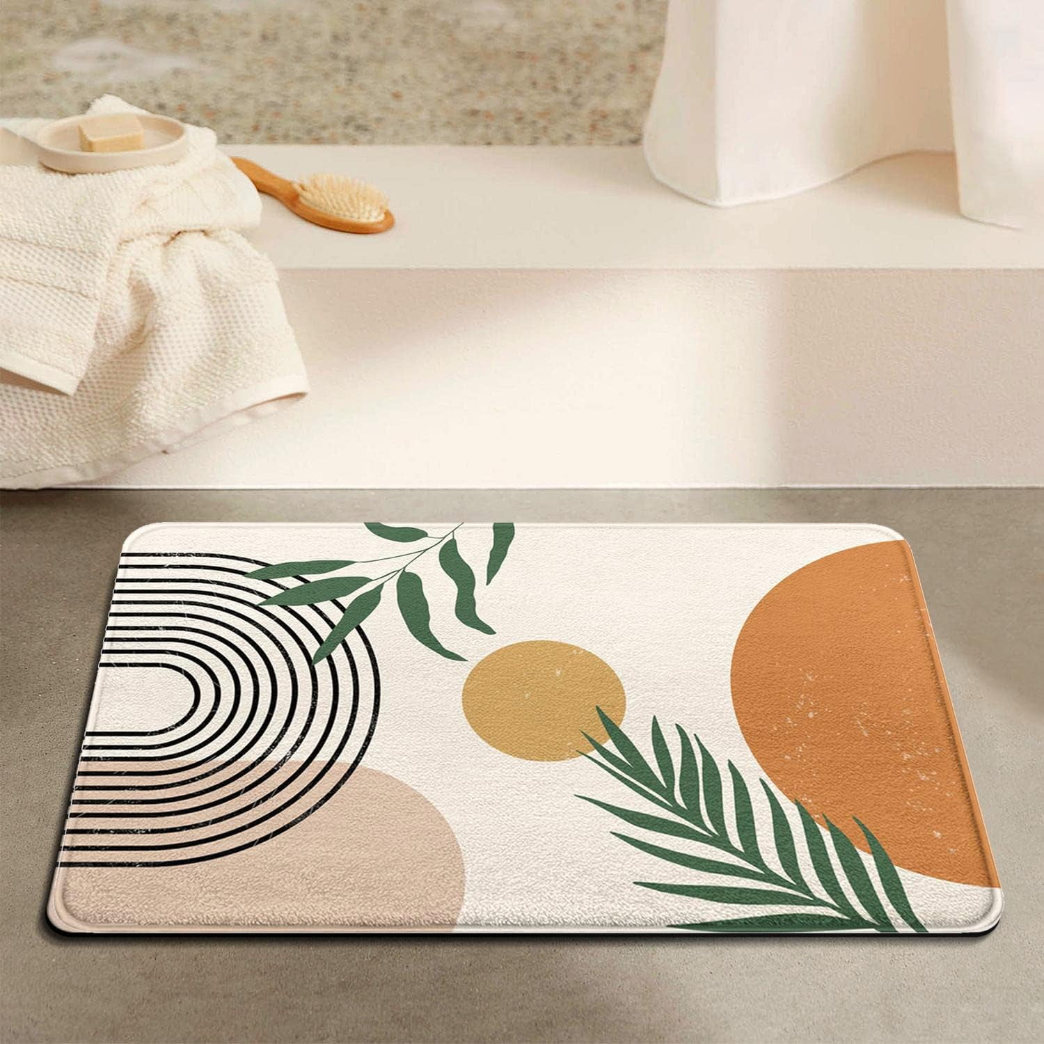 Boho Bathroom Rugs Non-Slip Small Bath Mat, Cute Bath Mat Soft Washable Aesthetic Bathmat Shower Rug for Bathtub Bedroom Kitchen