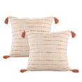 thumbnail image 2 of Laddha Home Designs Handwoven Reversible Striped Throw Pillow - 20" - Beige and Orange - Set of 2, 2 of 9