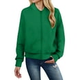 thumbnail image 4 of felwors 2025 Bomber Jacket Women Textured Lightweight Zip Up Jackets Casual Stand Collar Zipper Coat Fall Fashion Outerwear Top Green, M, 4 of 6