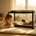 thumbnail image 4 of Hamster Cage,360° Viewing Transparent Hamster Habitats with Universal Wheels,Chew-Proof Dual Door Small Animal Habitat, Portable Hamster House for Rats, Guinea Pigs, 4 of 4