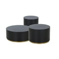 thumbnail image 4 of Williamspace Black Coffee Table 3 Pieces End Table with Gold Rim Bottom Round Wood Side Table Set of 3 for Living Room Bedroom, 4 of 5