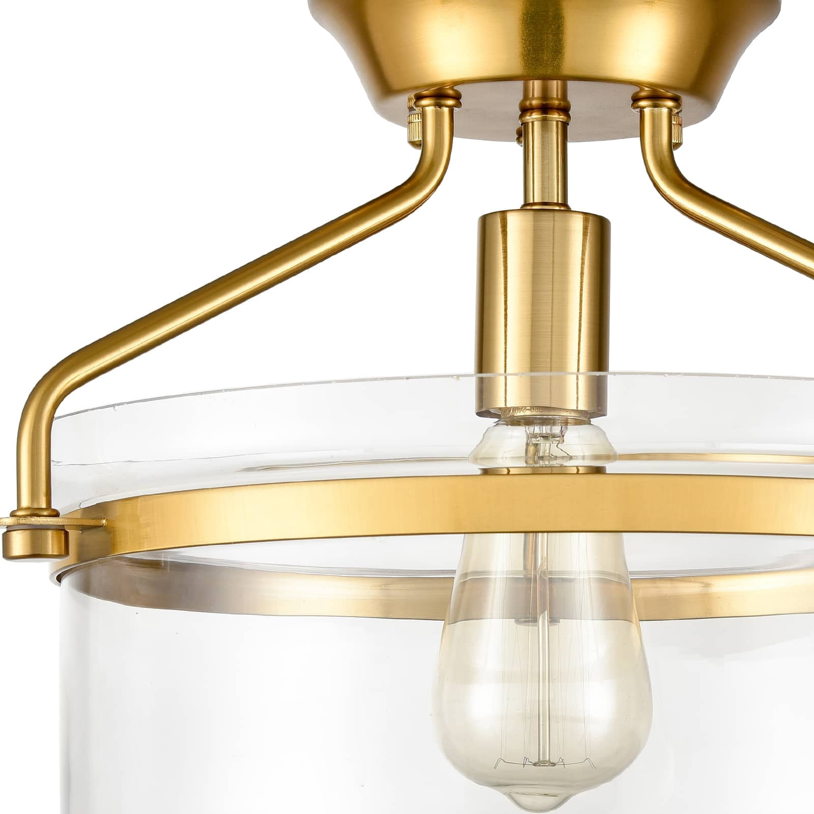 Claxy Gold Semi Flush Mount Ceiling Light Bowl Clear Glass for Kitchen Hallway Bathroom