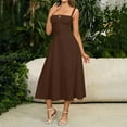 thumbnail image 4 of GaThRRgYP Womens Summer Dresses under $10,Women's Casual Split Drawstring Dress with Straps Brown XXL, 4 of 8